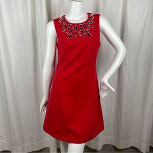 JULIE BROWN- Red Felt Dress Reflective Embellishment Women’s Size 6
